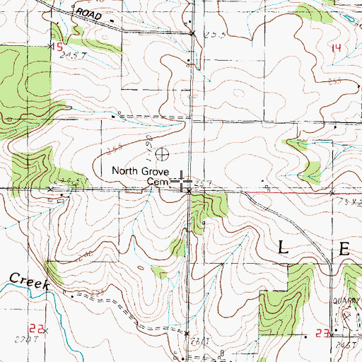 Topographic Map of North Grove Evangelical Cemetery, IL
