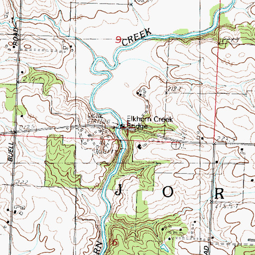 Topographic Map of Elkhorn Creek Bridge, IL