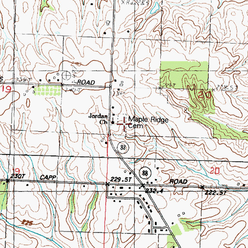 Topographic Map of Maple Ridge Cemetery, IL