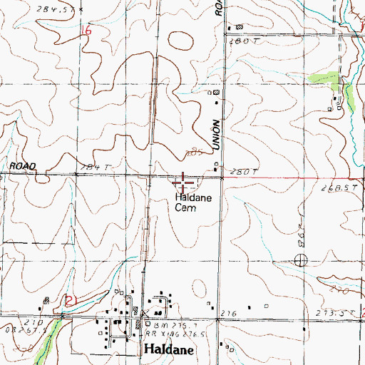 Topographic Map of Haldane Cemetery, IL