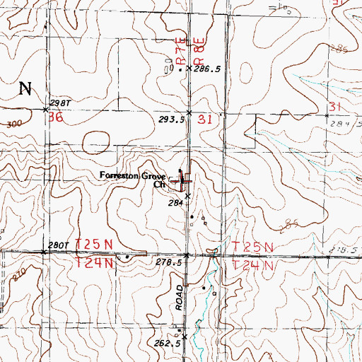 Topographic Map of Forreston Grove Church, IL