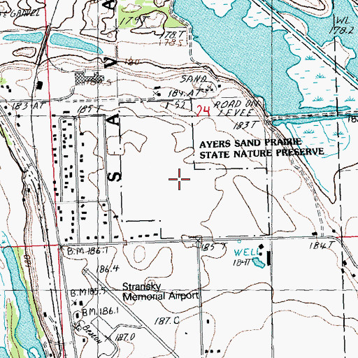 Topographic Map of Ayers Sand Prairie State Nature Preserve, IL
