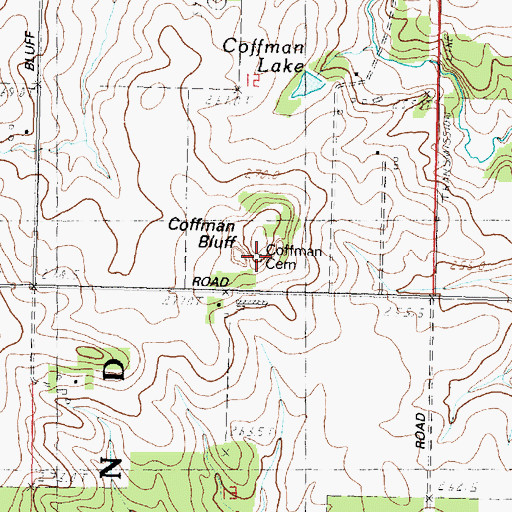 Topographic Map of Coffman Cemetery, IL