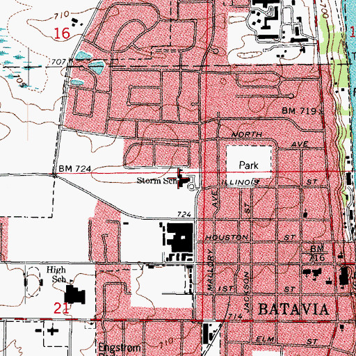 Topographic Map of H C Storm Elementary School, IL