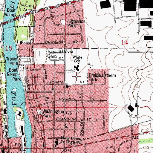 Topographic Map of Prairie Lathem Park, IL