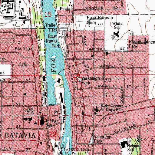 Topographic Map of Washington Park, IL