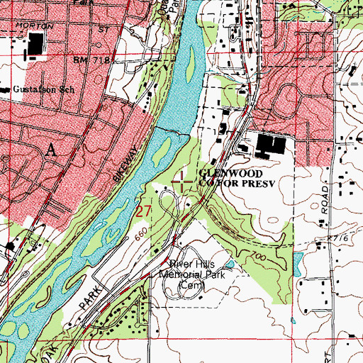 Topographic Map of Glenwood County Forest Preserve, IL