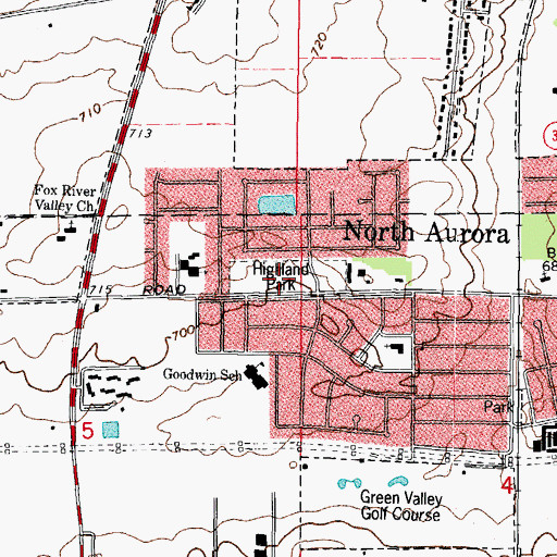 Topographic Map of Highland Park, IL