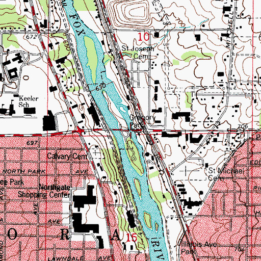 Topographic Map of Gregory Park, IL