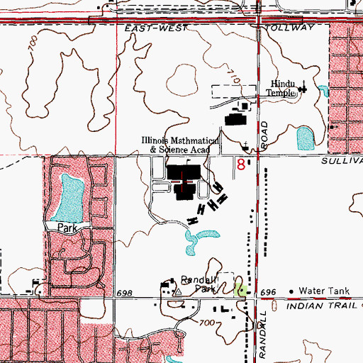Topographic Map of Illinois Mathematical and Science Academy, IL