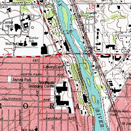 Topographic Map of Calvary Cemetery, IL