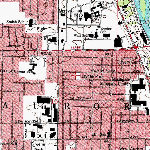 Topographic Map of Jaycee Park, IL