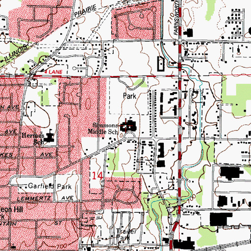 Topographic Map of Simmons Middle School, IL
