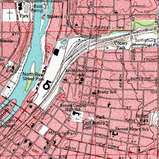 Topographic Map of Archbishop Romer School, IL