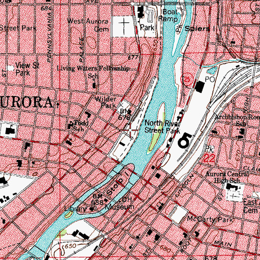 Topographic Map of North River Street Park, IL