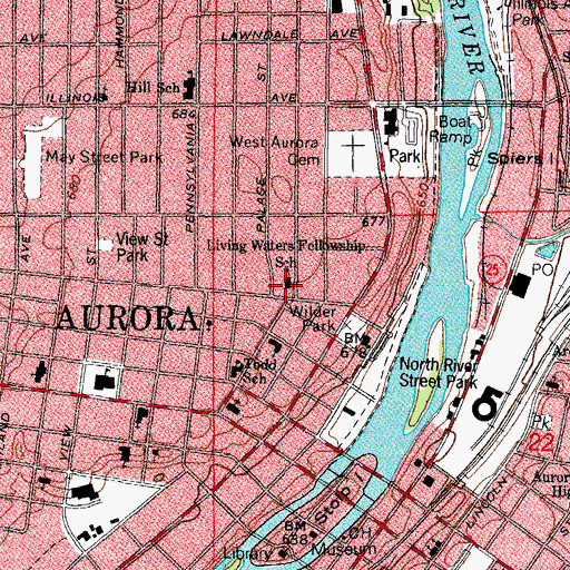 Topographic Map of Living Waters Fellowship School, IL