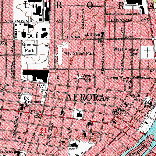 Topographic Map of View Street Park, IL