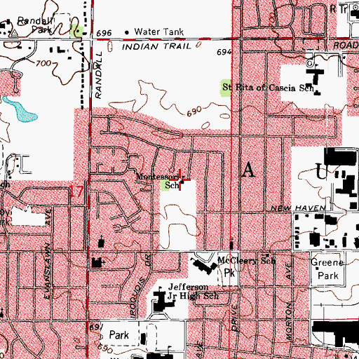Topographic Map of Montessori School, IL