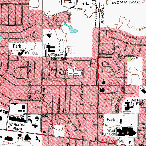 Topographic Map of Rob Roy Park, IL