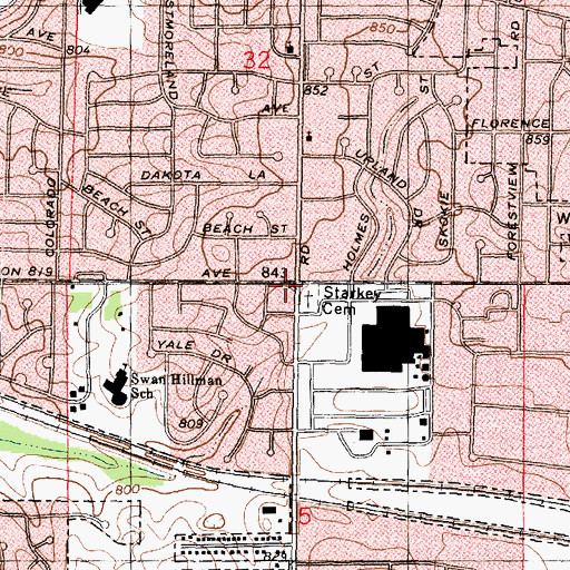 Topographic Map of Starkey School (historical), IL