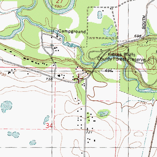 Topographic Map of South Bend School (historical), IL