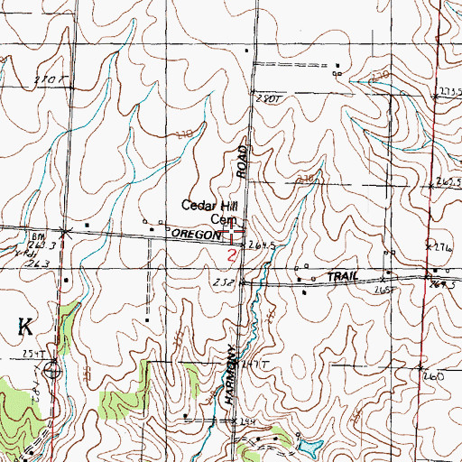 Topographic Map of Cedar Hill Cemetery, IL