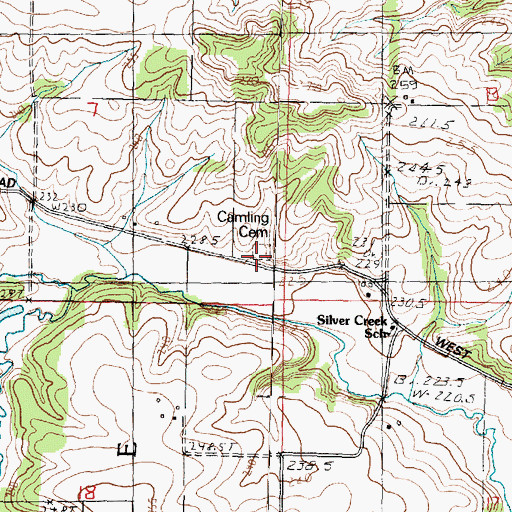 Topographic Map of Camlin Cemetery, IL