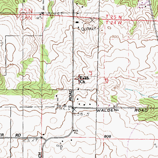 Topographic Map of Faith Church, IL