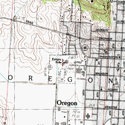 Topographic Map of Entyre School, IL