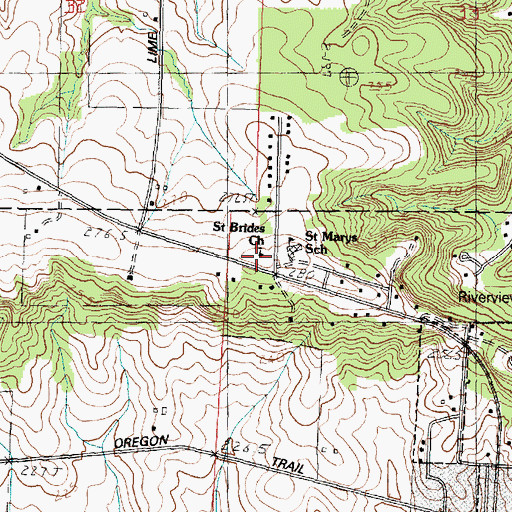 Topographic Map of Saint Brides Church, IL