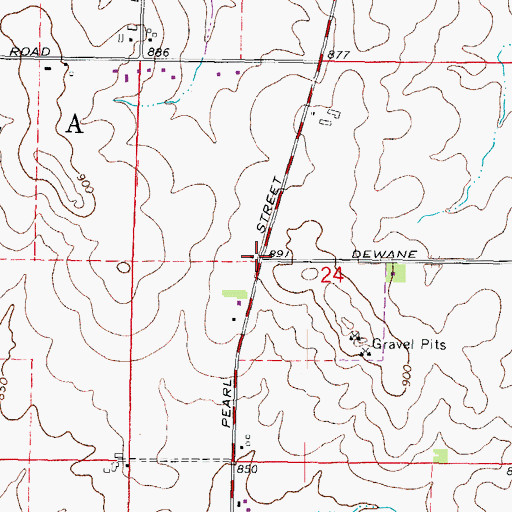 Topographic Map of Bloods Point School (historical), IL