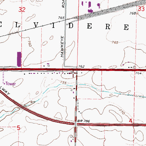 Topographic Map of Avery School (historical), IL