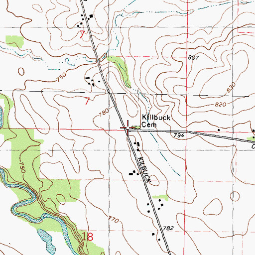 Topographic Map of Killbuck School (historical), IL