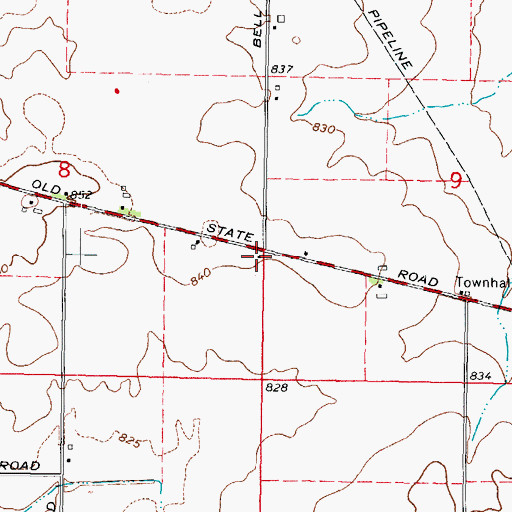 Topographic Map of Dustin School (historical), IL