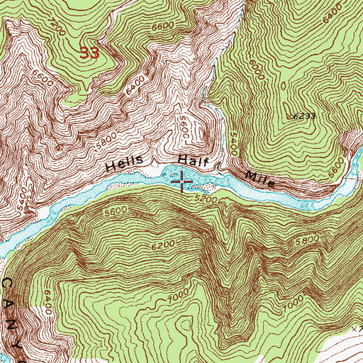 Topographic Map of Hells Half Mile, CO