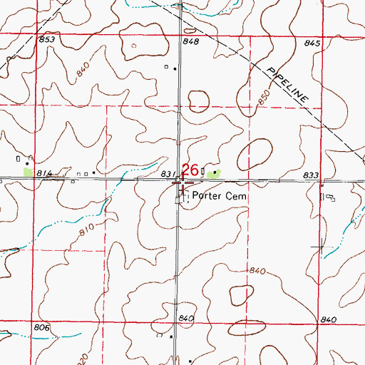 Topographic Map of Bennett School (historical), IL
