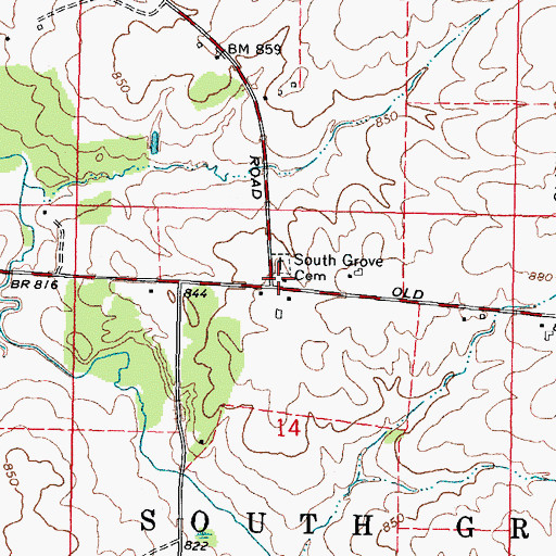 Topographic Map of South Grove School (historical), IL