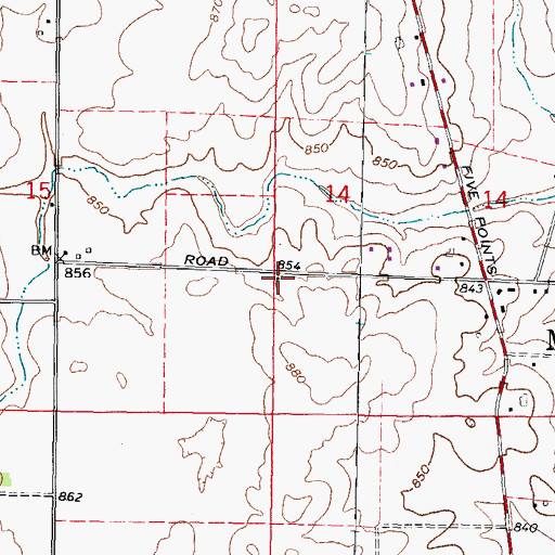 Topographic Map of Brush Point School (historical), IL