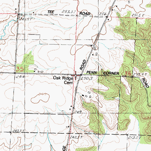 Topographic Map of Oak Ridge Cemetery, IL