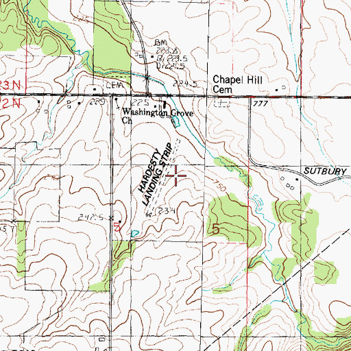 Topographic Map of Hardesty Landing Strip (historical), IL