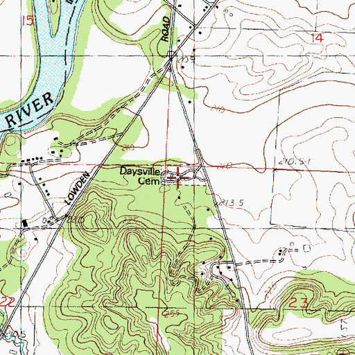 Topographic Map of Daysville Cemetery, IL