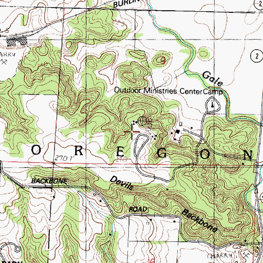 Topographic Map of Outdoor Ministries Center Camp, IL