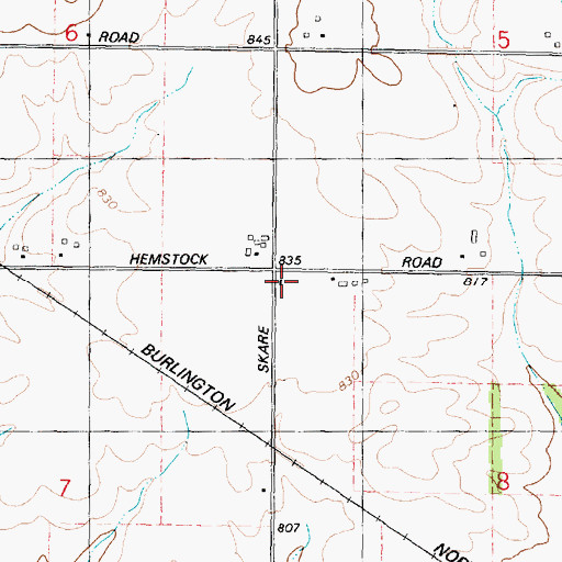 Topographic Map of Hemstock School (historical), IL