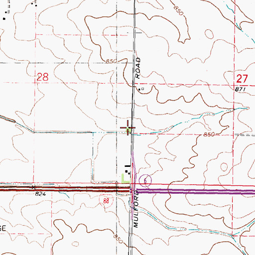 Topographic Map of Willow Center School (historical), IL