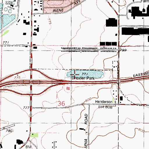 Topographic Map of Drexler Park, IL