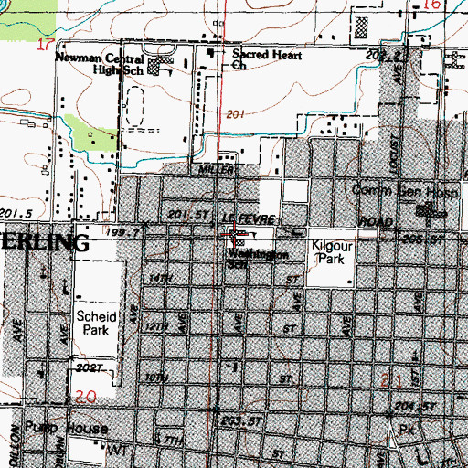 Topographic Map of Washington Elementary School, IL
