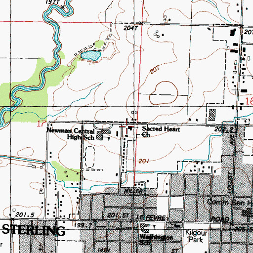 Topographic Map of Sacred Heart Catholic Church, IL