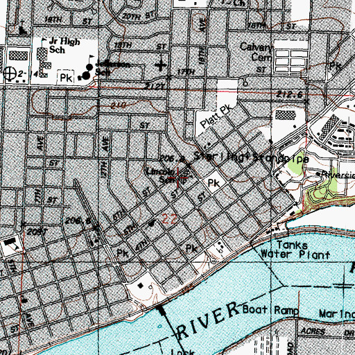 Topographic Map of Lincoln Elementary School, IL