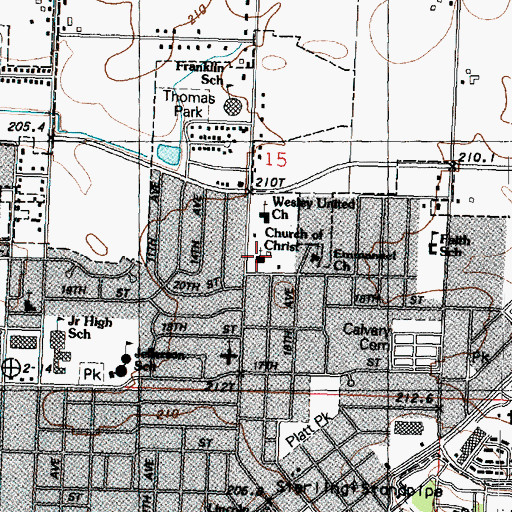 Topographic Map of Church of Christ, IL