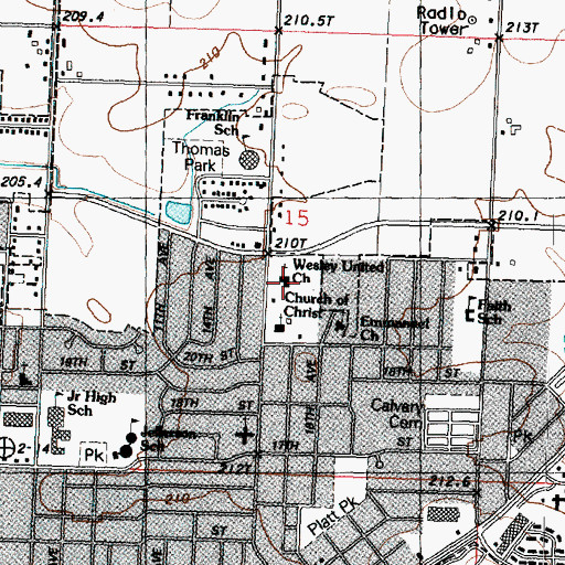 Topographic Map of Wesley United Methodist Church, IL
